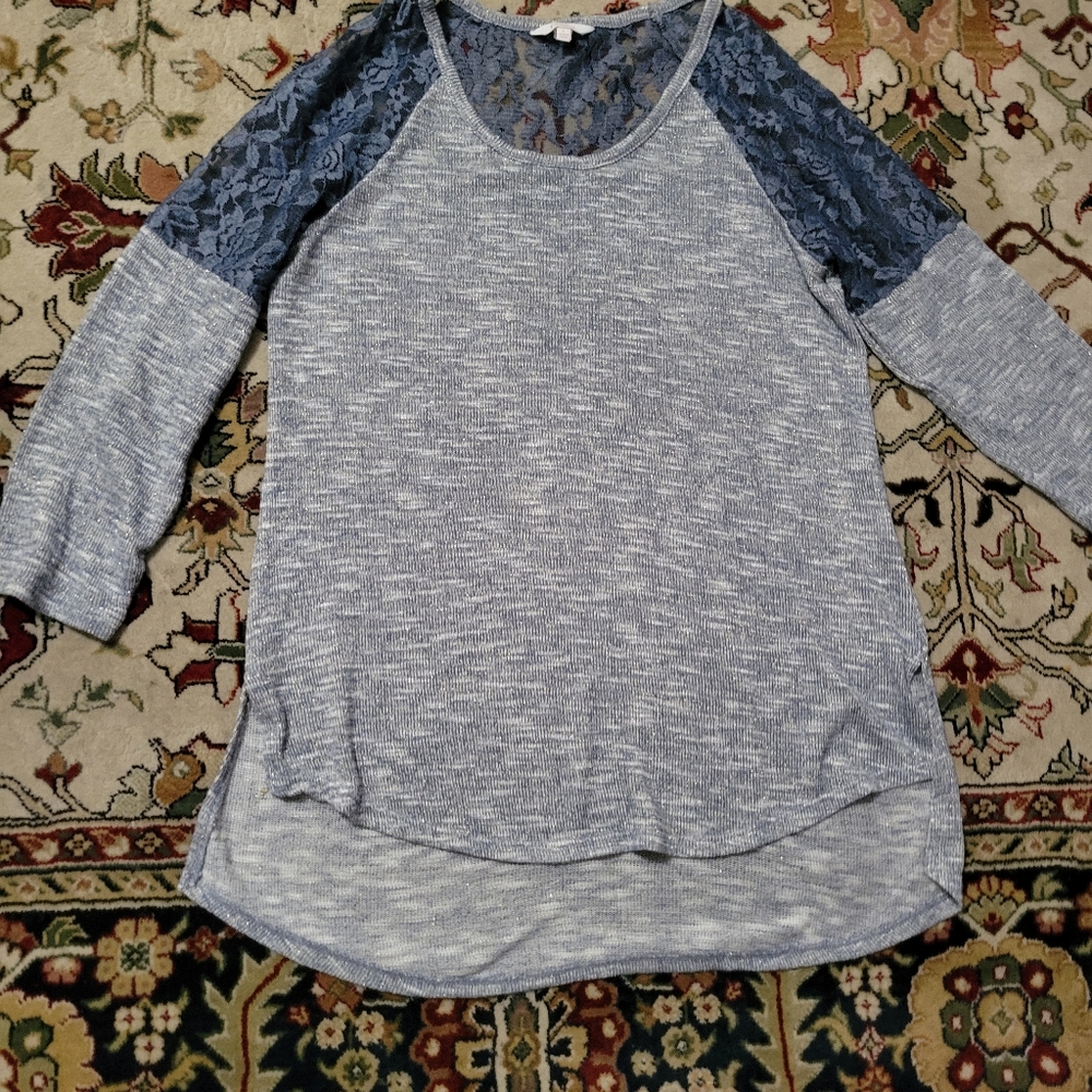Blue Sparkle 3/4 sleeve dress shirt